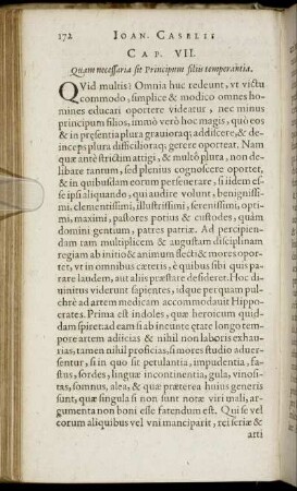 Cap. VII. Quam necessaria sit Principum filiis temperantia.