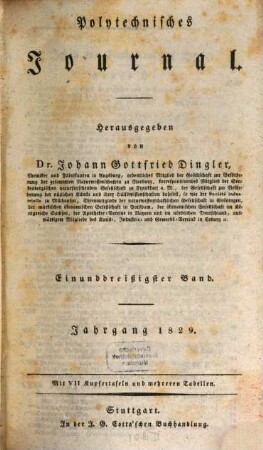 Polytechnisches Journal. 31. 1829