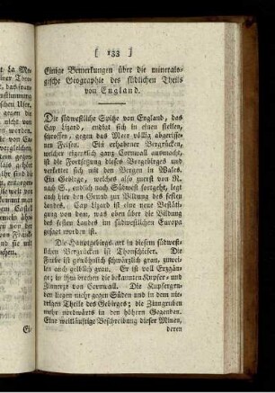Einige Bemerkungen über die physikalische und mineralogische Geographie des südlichen Theils von England.
