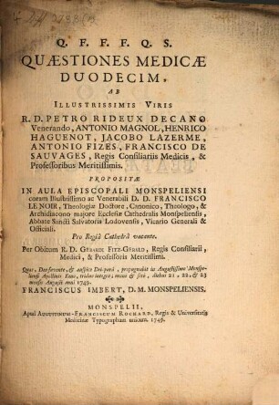 Quaestiones medicae duodecim