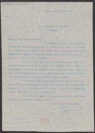 Brief an Otto Thümer : 20.05.1913