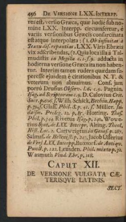 Caput XII. De Versione Vulgata Caeterisque Latinis