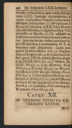 Caput XII. De Versione Vulgata Caeterisque Latinis