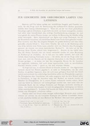 Zur Geschichte der griechischen Lampen und Laternen