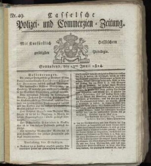 Nr. 49, Sonnabend den 18ten Junii. 1814