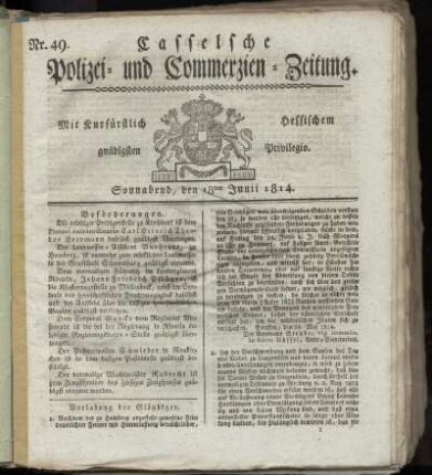 Nr. 49, Sonnabend den 18ten Junii. 1814