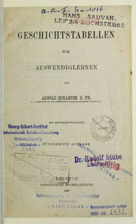 Geschichtstabellen zum Auswendiglernen : mit Geschlechtstafeln