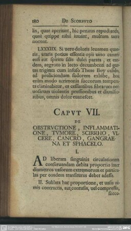 Caput VII. De Obstructione, Inflammatione, Tumore, Scirrho, Ulcere, Cancro, Gangraena Et Sphacelo