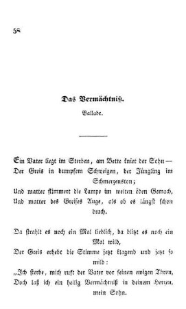 Das Vermächtniß. Ballade