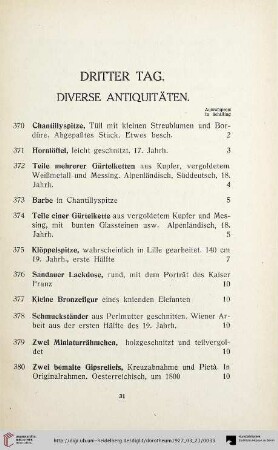 Diverse Antiquitäten (Nr. 370-406)