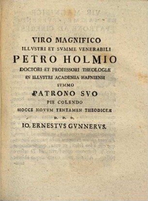 Dissertatio Philosophica Continens Cavssam Dei Vvlgo Theodiceam Ratione Originis Et Permissionis Mali In Mvndo Habita