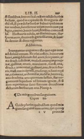 De mingentibus sanguinem. Caput 22.