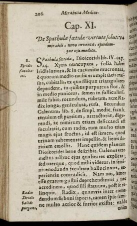 Cap. XI. De Spathulae foetidae virtute solutiva mirabili ...