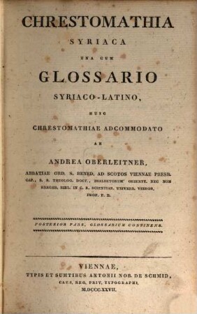 Chrestomathia Syriaca : una cum glossario Syriaco-Latino, 2. Glossarium continens