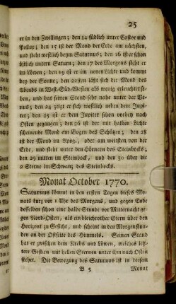 Monat October 1770.