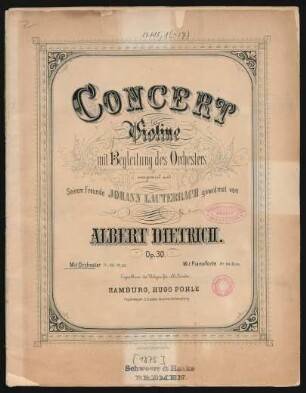 Concert für Violine mit Begleitung des Orchesters : op. 30