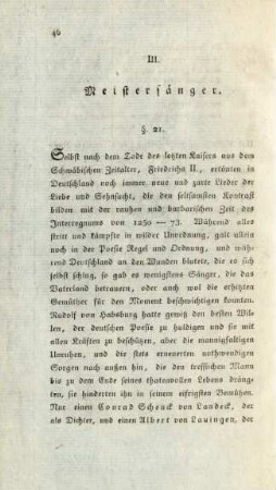 III. Meistersaenger