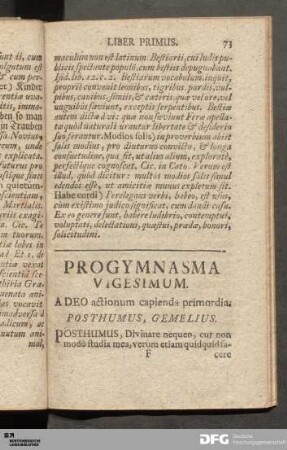 Progymnasma Vigesimum. ADEO actionum capienda primordia.