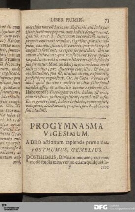 Progymnasma Vigesimum. ADEO actionum capienda primordia.