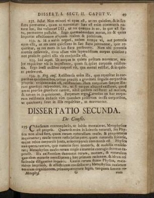 Dissertatio Secunda. De Causis.