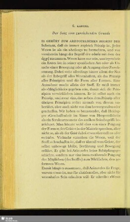 6. Kapitel. Der Satz vom zureichenden Grunde