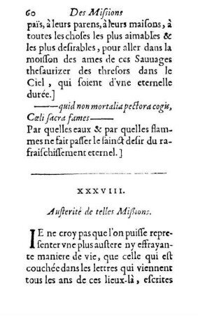 XXXVIII. Austerité de telles Mißions