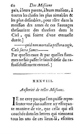 XXXVIII. Austerité de telles Mißions