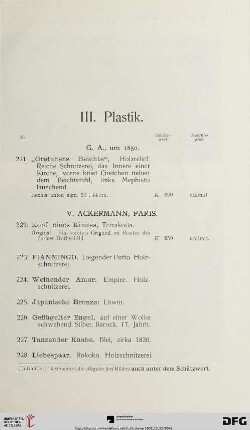 III. Plastik (Nr. 221 - 245)