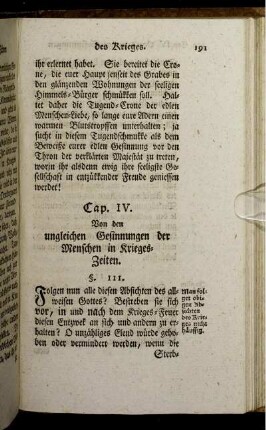 Cap. IV. Von den ungleichen Gesinnungen der Menschen in Krieges-Zeiten
