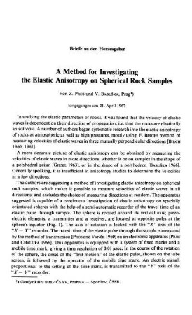 A method for investigating the elastic anisotropy on spherical rock samples