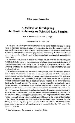 A method for investigating the elastic anisotropy on spherical rock samples