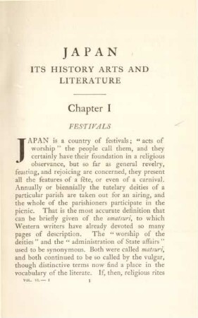 Chapter I. Festivals