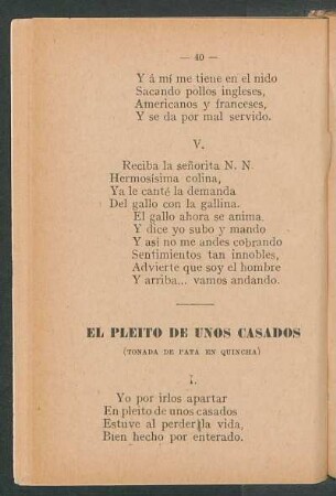 El pleito de unos casados : (Tonanda de pata en quincha)