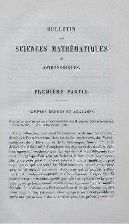 Première Partie. Comtes Rendus et Analyses.