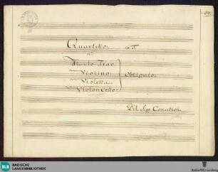 Quartets - Mus. Hs. 68 : fl, vl, violetta, vlc; F; DTB 16 F1