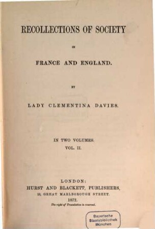 Recollections of society in France and England : in two volumes, 2