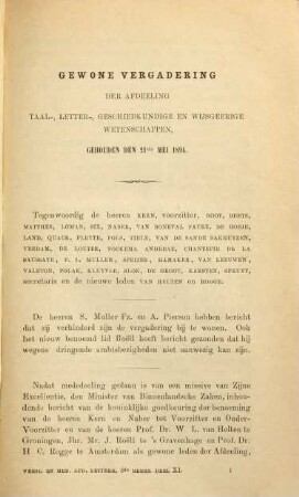 Verslagen en mededeelingen der Koninklijke Akademie van Wetenschappen, Afdeeling Letterkunde, 11. 1895