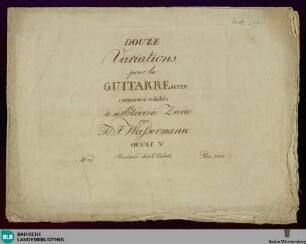 Douze variations pour la guitarre seul : Ouvre V