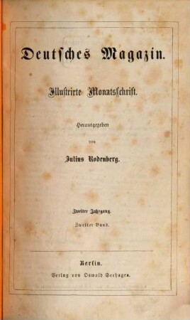 Deutsches Magazin : ein illustrirtes Familienbuch. 2,2. 1862