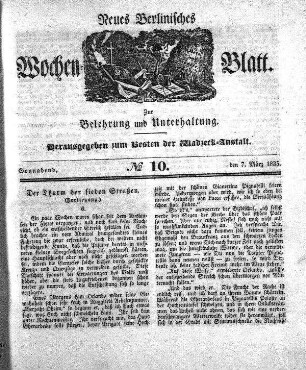 No. 10, Sonnabend, den 7.März 1835