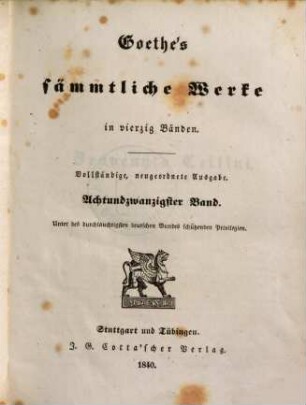 Goethe's sämmtliche Werke : in vierzig Bänden, 28. Benvenuto Cellini : erstes bis drittes Buch