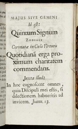 Majus Sive Gemini Id est: Quintum Signum
