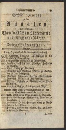 Sechste Beylage