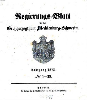 Regierungsblatt für Mecklenburg-Schwerin. 1873