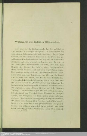 Wandlungen des deutschen Bildungsideals