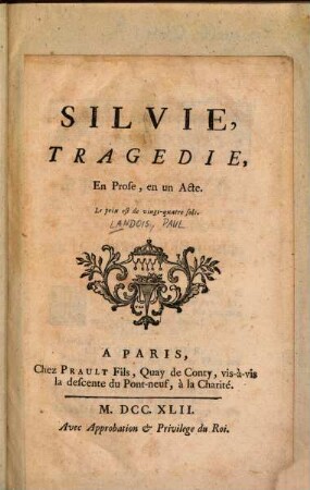 Silvie : Tragédie, en prose, en un acte