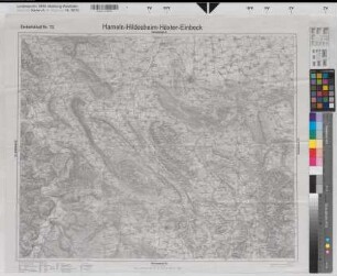 Preußen (Land) Landesaufnahme Einheitsblatt Nr. 73 Hameln-Hildesheim-Höxter-Einbeck 1921 1 : 100 000 56 x 69 Druck Benkhausen