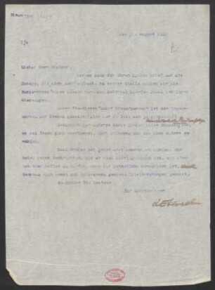 Brief an Paul Graener : 31.08.1915
