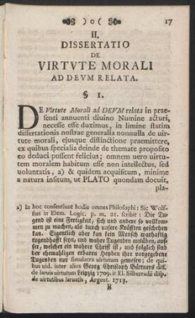 II. Dissertatio De Virtute Morali Ad Deum Relata