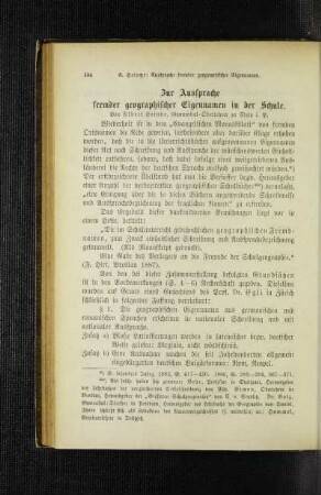 Zur Aussprache fremder geographischer Eigennamen in der Schule